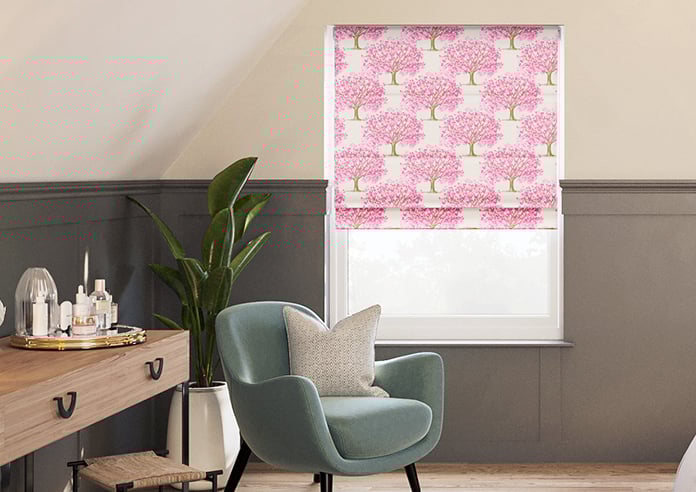 Classic Woodland, Pink Blossom - Motorised Roman Blind - Image 3